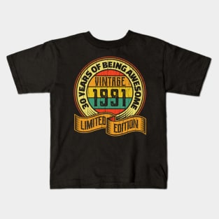 30 years of being awesome vintage 1991 Limited edition Kids T-Shirt